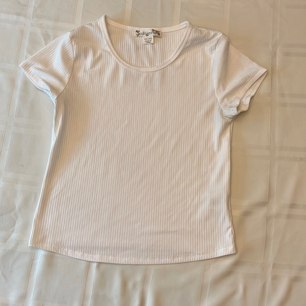 White knit works cropped t-shirt size 14 girls